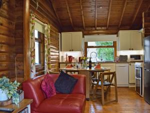 un soggiorno con divano e tavolo in cucina di Forest View a Strathyre