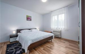 a white bedroom with a bed and a window at Lovely Home In Zminj With Kitchen in Žminj