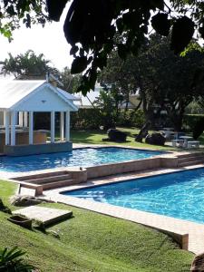 einen Pool im Garten mit Pavillon in der Unterkunft CARIBBEAN POOL-SIDE VILLA 1148 in Port Edward
