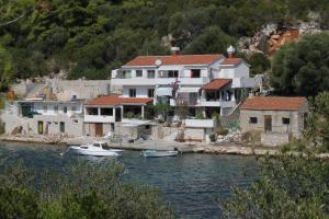 a group of houses and boats in the water at Apartments by the sea Pasadur, Lastovo - 8391 in Lastovo