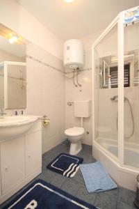a bathroom with a shower and a toilet and a sink at Apartments with a parking space Sali, Dugi otok - 8084 in Sali