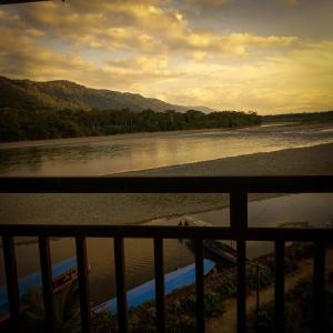 a view of a river from a balcony at Oropendola Lodge Manu in Pillcopata