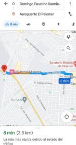 a screenshot of a cell phone with a map at Sweet home a 7 min del Colegio Militar de Palomar in Caseros