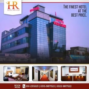 a collage of pictures of a building with a hotel at Hotel Red Line in Islamabad