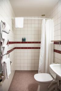 a bathroom with a toilet and a sink at Hotell Gute in Visby