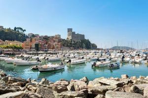 a bunch of boats are docked in a harbor at Casa Carla in Lerici