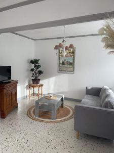 a living room with a couch and a table at A la casa de papel in Neuilly-sous-Clermont