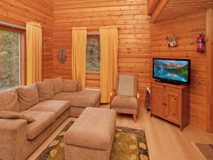 un soggiorno con un divano e una televisione di Holiday Home Kivelä by Interhome a Haukiniemi