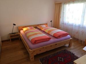 ein Bett mit zwei Kissen auf einem Zimmer in der Unterkunft Apartment Casa Rustica by Interhome in Lenzerheide
