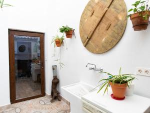 La salle de bains est pourvue d'un miroir et de plantes sur le mur. dans l'établissement Holiday Home Patio de las Granadas by Interhome, à Nigüelas