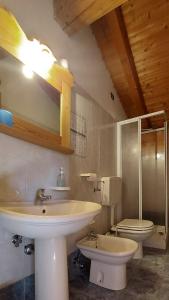 a bathroom with a sink and a toilet at La Sloda in Forno di Zoldo