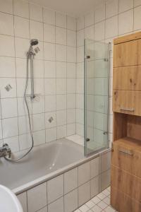 a bathroom with a shower and a bath tub at Apartment im Zentrum von Ried im Innkreis in Ried im Innkreis