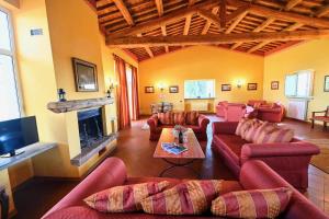 a large living room with couches and a fireplace at Tenuta Santa Cristina in Magliano Sabina