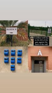 a collage of three pictures of a building with a sign at Excellently located close to N1, Free WIFI, SMART TV, Easy Self Check in, Modern and many RESTAURANTS on premises in Bloemfontein