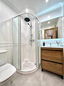 a bathroom with a shower with a toilet and a sink at Avenida 12 apartment in San Sebastián