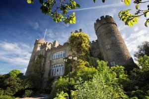 an old castle with two towers on top of it at Crowne Plaza Dublin Airport by IHG in Santry
