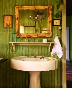 La salle de bains est pourvue d'un lavabo et d'un miroir. dans l'établissement La Verdosa, à Tigre