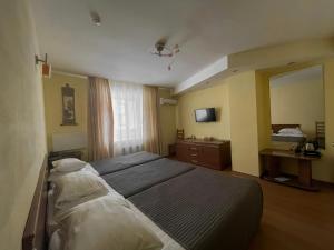 a bedroom with a large bed and a mirror at Hotel Gloria Standard in Borovoye