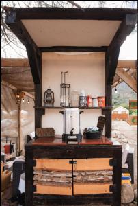 a table with a blender on top of it at SoCal Camping in Kernville