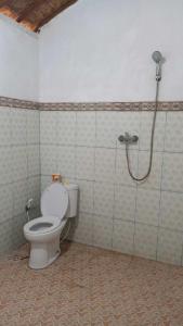 a bathroom with a toilet and a shower at Perdana Homestay Lembongan in Nusa Lembongan