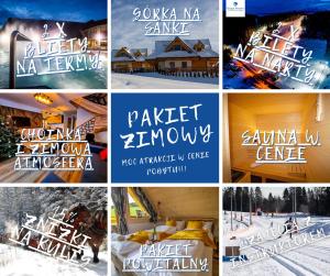 a collage of photos of a ski resort at EM Gorce Resort in Waksmund