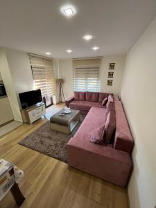 a living room with a couch and a tv at Apartmani Twins Zlatibor in Zlatibor