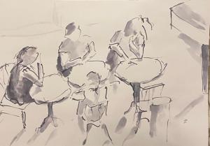 un disegno di fiori in bianco e nero di B&B Dei Decumani a Napoli