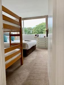 a bedroom with two bunk beds and a window at La Collinette Hotel, Cottages & Apartments in St Peter Port