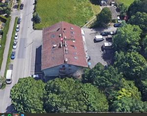 an overhead view of a building with a roof at MsApartment Stylish wohnen in STUTTGART in Stuttgart