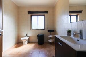a bathroom with a sink and a toilet at A Casa da Inês in São Vicente Ferreira