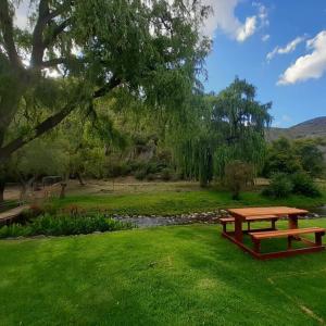 a picnic table sitting in a field of grass at Cango Retreat Breathe in Oudtshoorn