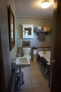ein Badezimmer mit einem Waschbecken, einem WC und einer Badewanne in der Unterkunft 3778 East Lake Road in Dunkirk