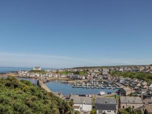 a view of a town with a harbor at Rockside in Buckie
