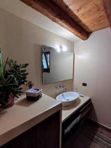een badkamer met een wastafel en een spiegel bij Villa Degli Ulivi in Collesano