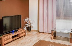 a living room with a large flat screen tv at 4 Bedroom Amazing Home In Serniki 
