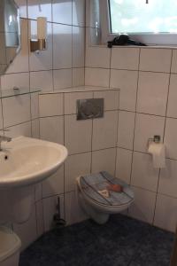 ein Bad mit einem WC und einem Waschbecken in der Unterkunft Huuske 086 in Simpelveld