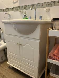 baño con lavabo y armario blanco en FALDEO Sur 451 in 