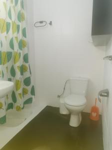 a bathroom with a toilet and a sink at casa luna cuesta del rio 15 in Valdeganga
