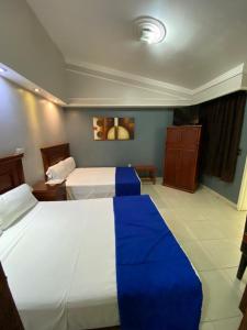 Un pat sau paturi într-o cameră la Hotel Real de La Barca