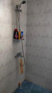 a shower in a bathroom with a hose on a wall at Гостевой дом Гарни in Garni