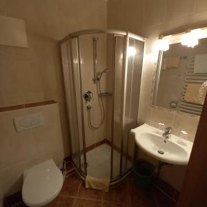 Koupelna v ubytování Hotel Pension Berghof