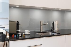 Kuchyň nebo kuchyňský kout v ubytování Moderne Neubauwohnung in Wilderswil