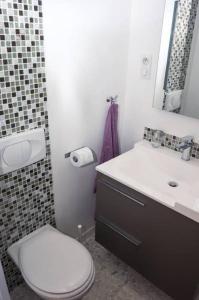 a bathroom with a white toilet and a sink at Appartement Cannes rue Marceau in Cannes
