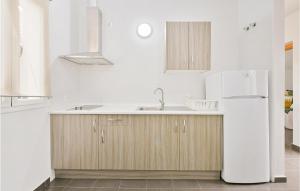 a kitchen with a white refrigerator and a sink at Beautiful Home In El Coronil With Wifi in El Coronil