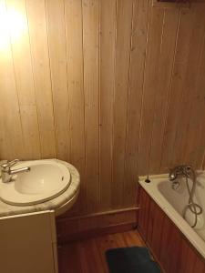 un bagno con lavandino e vasca da bagno di la ferme des pres a Neuilly-en-Sancerre