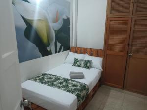 Un pat sau paturi într-o cameră la coliving el jardín de Envigado