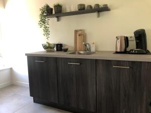 una cucina con lavandino e piano di lavoro di Mysa a Deurne