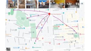 Un mapa con un punto rojo. en Pirkas Departamentos, en San Juan