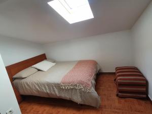 1 dormitorio con 1 cama y tragaluz en Casa Rural Puerta del Gamoniteiru en Pola de Lena