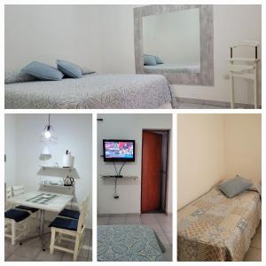 vier afbeeldingen van een slaapkamer met een bed en een bureau bij DEPARTAMENTO A&F II ALQUILER TEMPORARIO in San Fernando del Valle de Catamarca